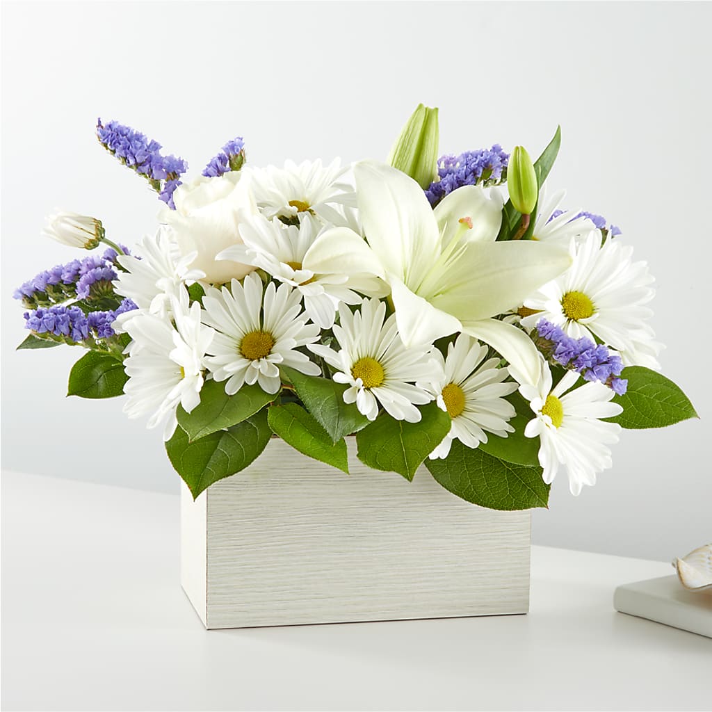 Beyond Blue Box Bouquet – LOU GENTILE'S FLOWERS BASKET, Fresno CA