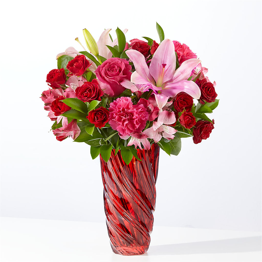 In Love Bouquet with Luxe Swirl Vase – LOU GENTILE'S FLOWERS BASKET, Fresno CA