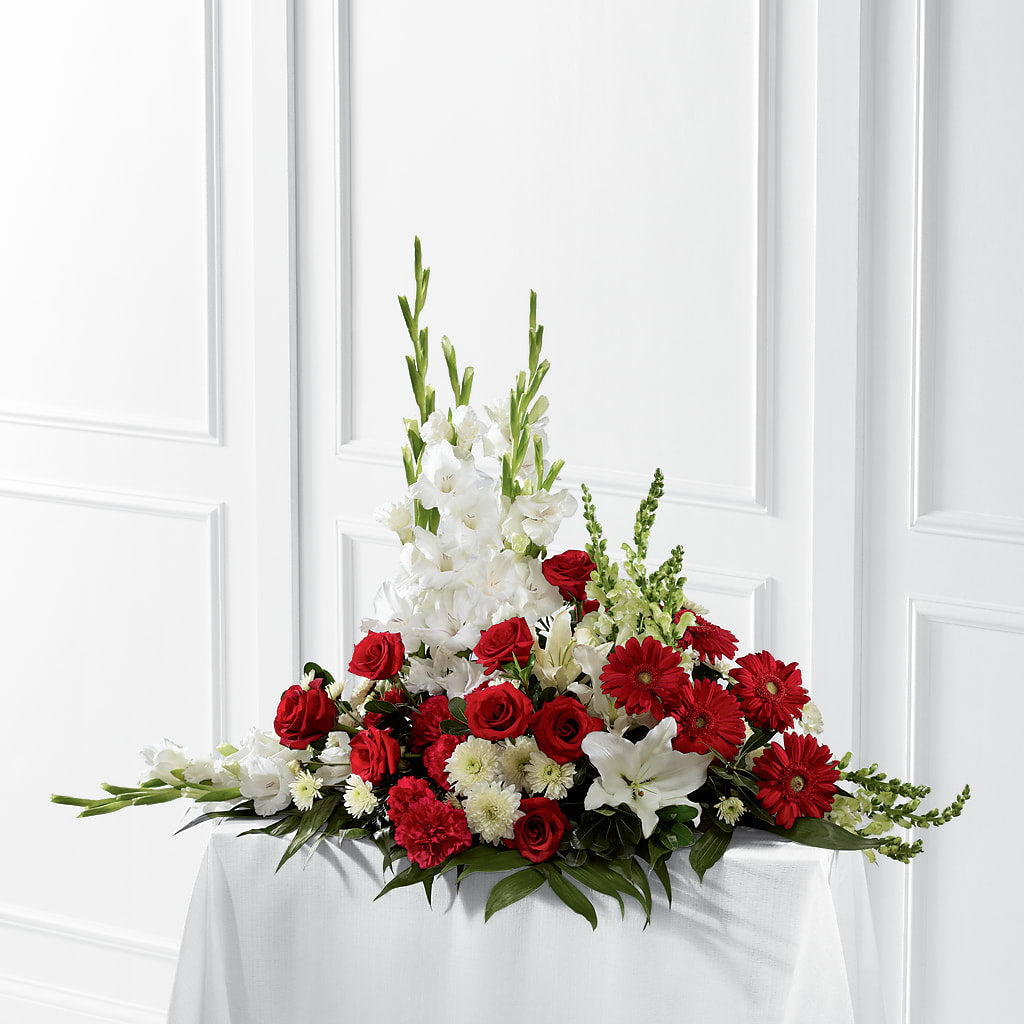 Crimson & White Arrangement – LOU GENTILE'S FLOWERS BASKET, Fresno CA