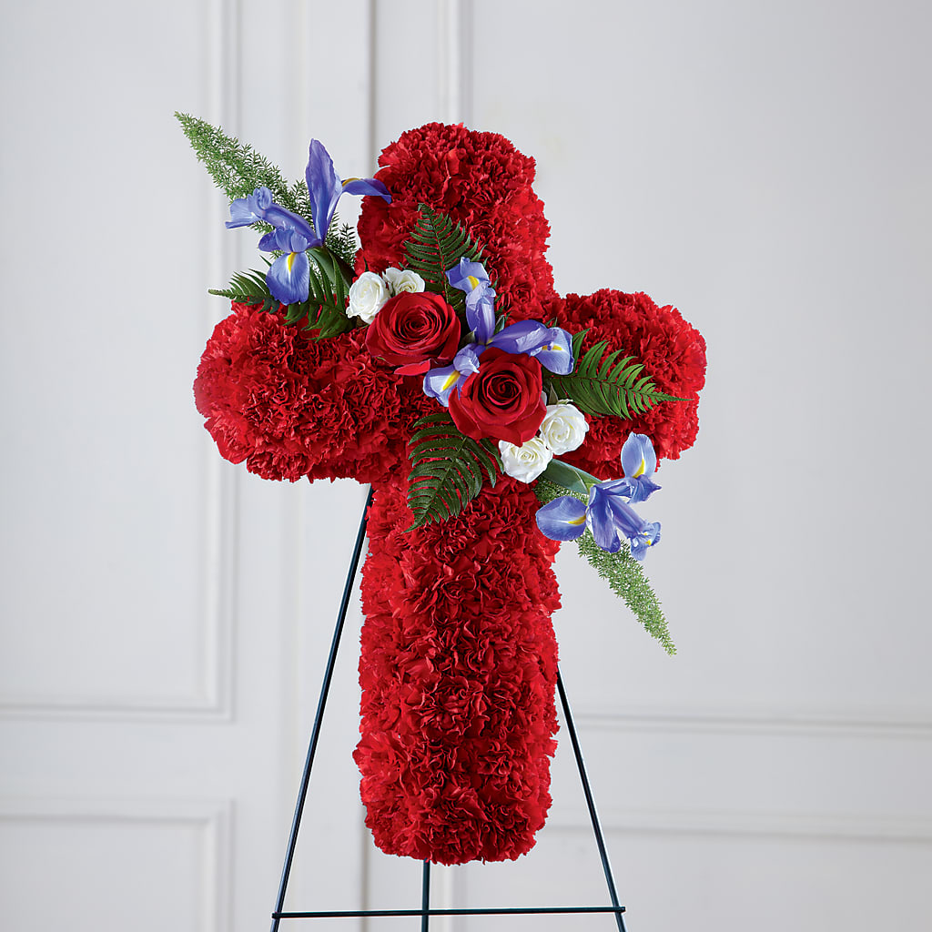 Faithful Hero Floral Cross – LOU GENTILE'S FLOWERS BASKET, Fresno CA