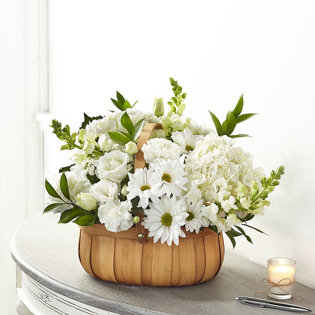 Pure Ivory Basket – LOU GENTILE'S FLOWERS BASKET, Fresno CA