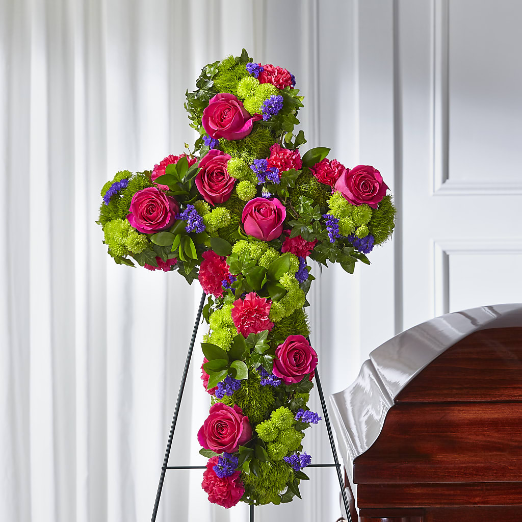 Tribute Rose Floral Cross – LOU GENTILE'S FLOWERS BASKET, Fresno CA