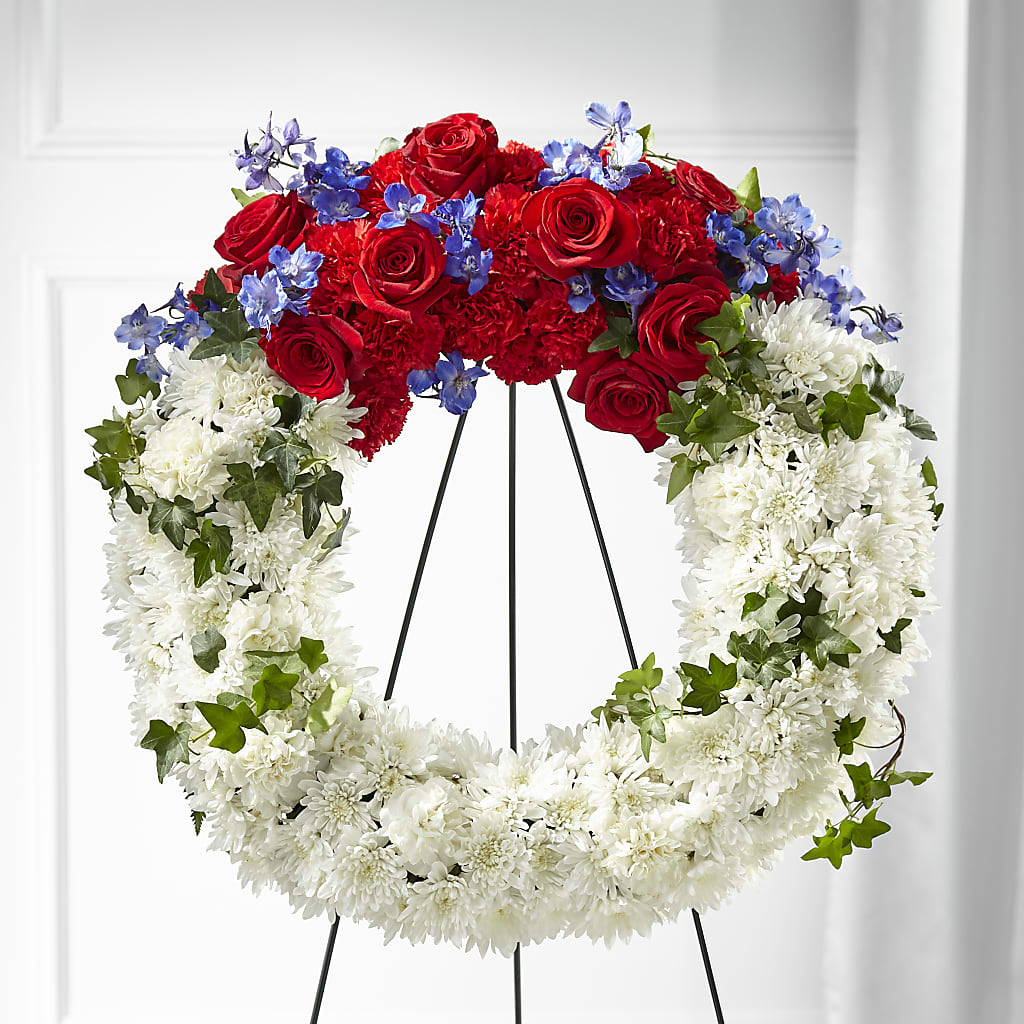 Patriotic Passion Wreath – LOU GENTILE'S FLOWERS BASKET, Fresno CA