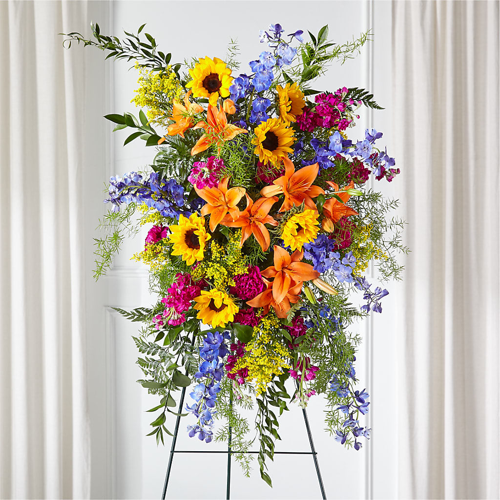 Sunlit Memories Standing Spray (Standard) – LOU GENTILE'S FLOWERS BASKET, Fresno CA