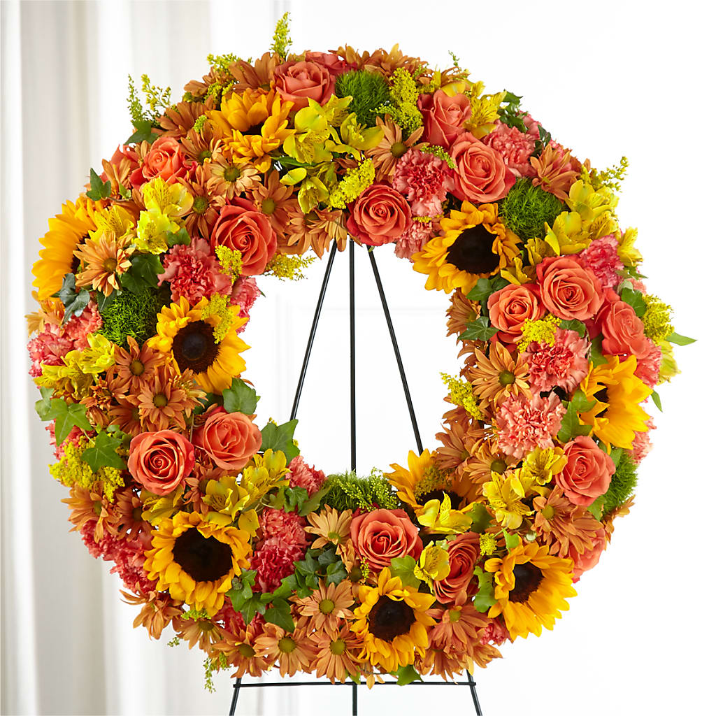 Autumnal Memories Wreath (Standard) – LOU GENTILE'S FLOWERS BASKET, Fresno CA