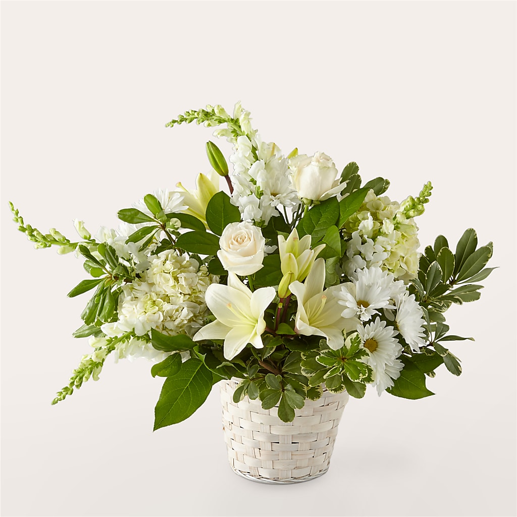 Ivory Elegance Floral Basket – LOU GENTILE'S FLOWERS BASKET, Fresno CA