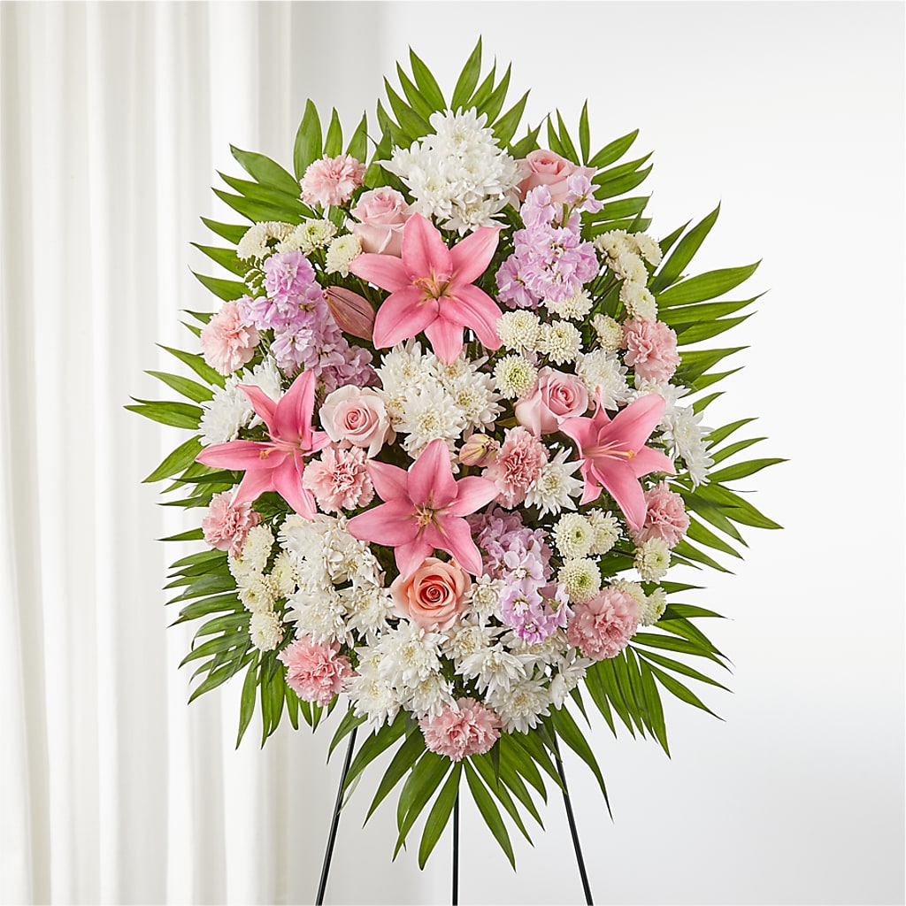 Offering Solace Standing Spray – LOU GENTILE'S FLOWERS BASKET, Fresno CA
