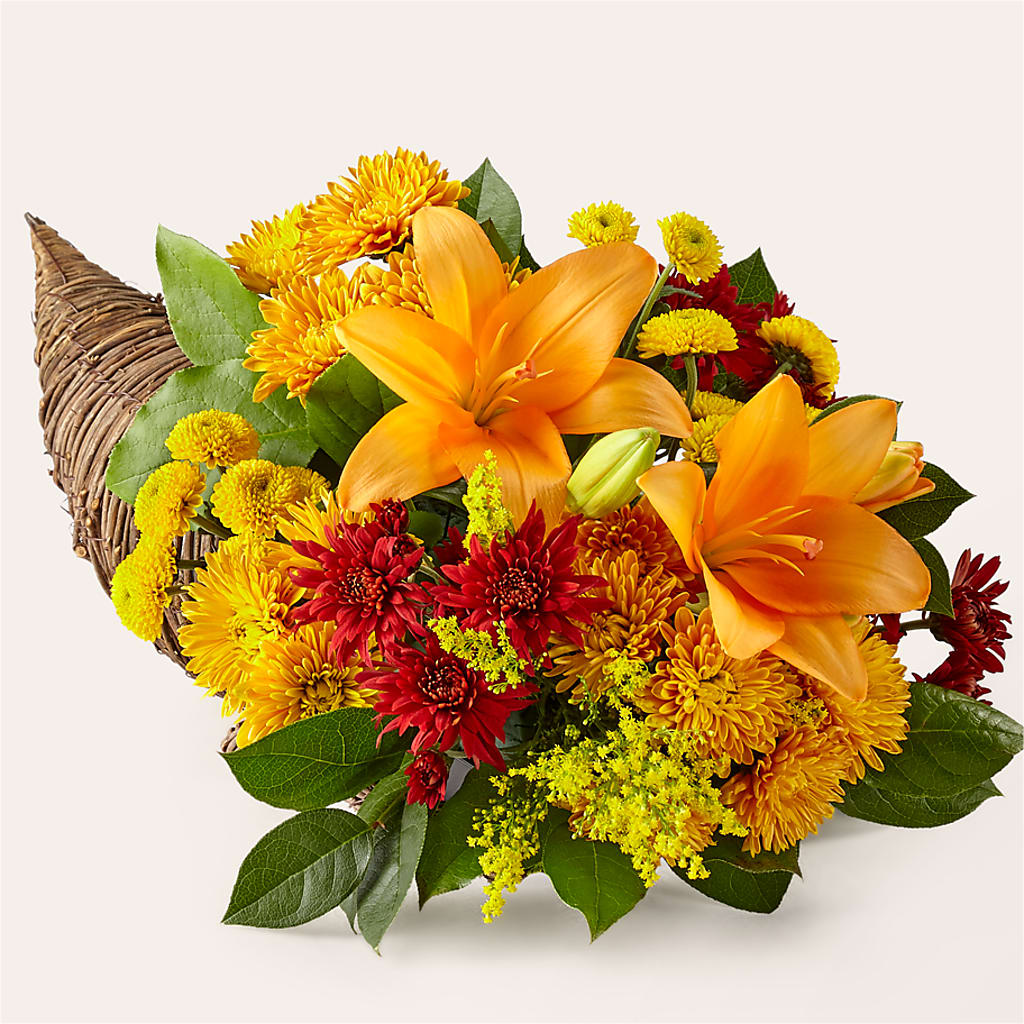 Feast of Color Cornucopia – LOU GENTILE'S FLOWERS BASKET, Fresno CA