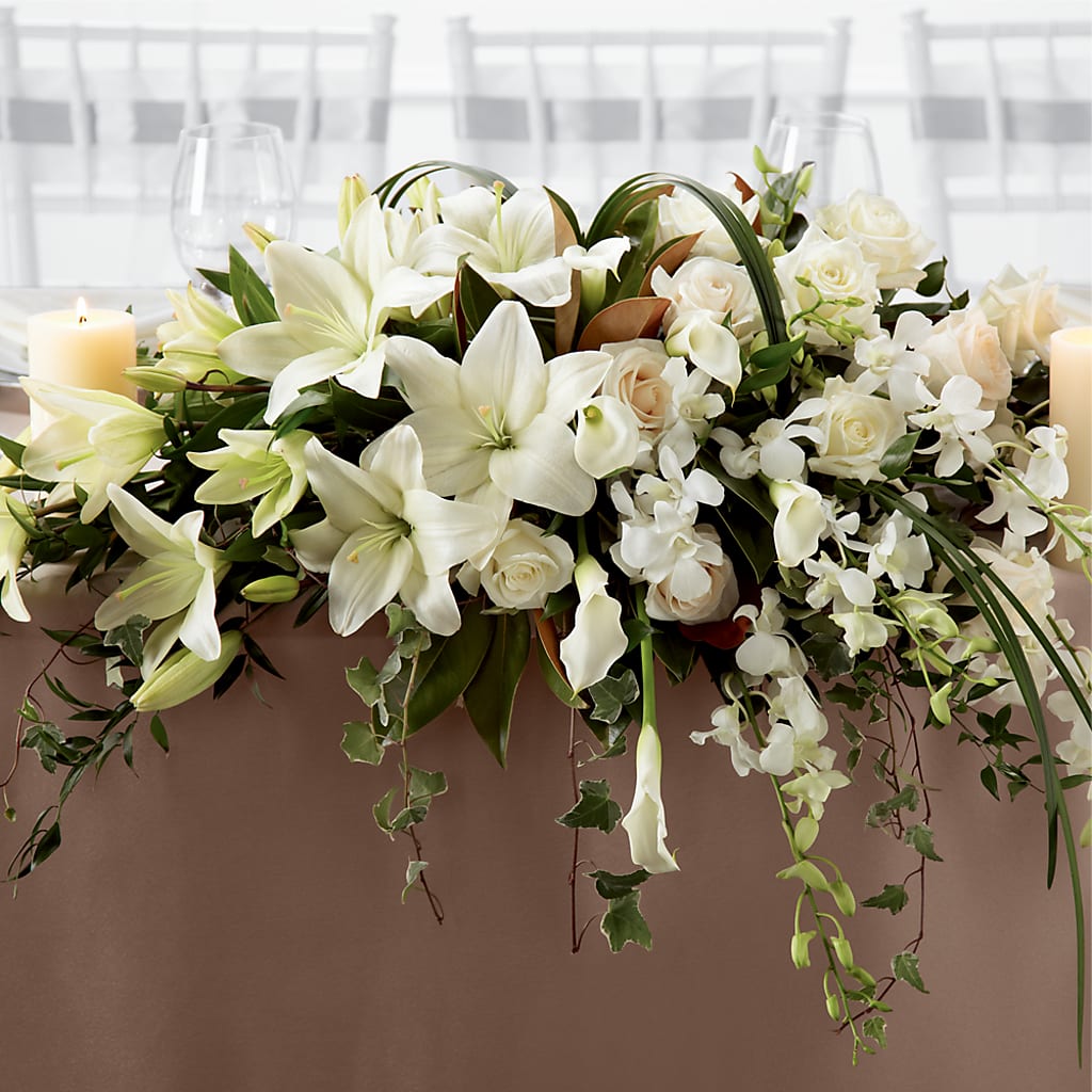 White Linen Arrangement – LOU GENTILE'S FLOWERS BASKET, Fresno CA