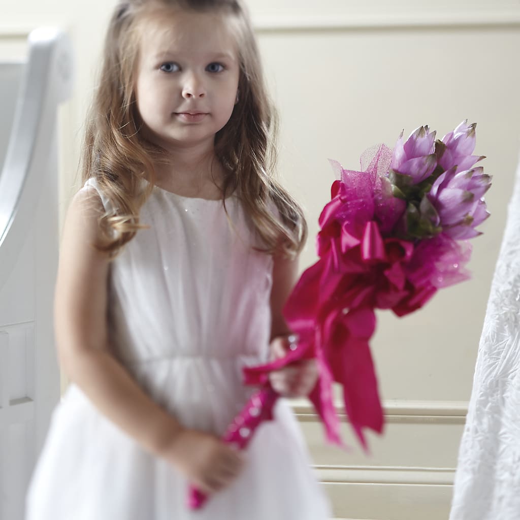 Sparkle Pink Flower Girl Bouquet – LOU GENTILE'S FLOWERS BASKET, Fresno CA