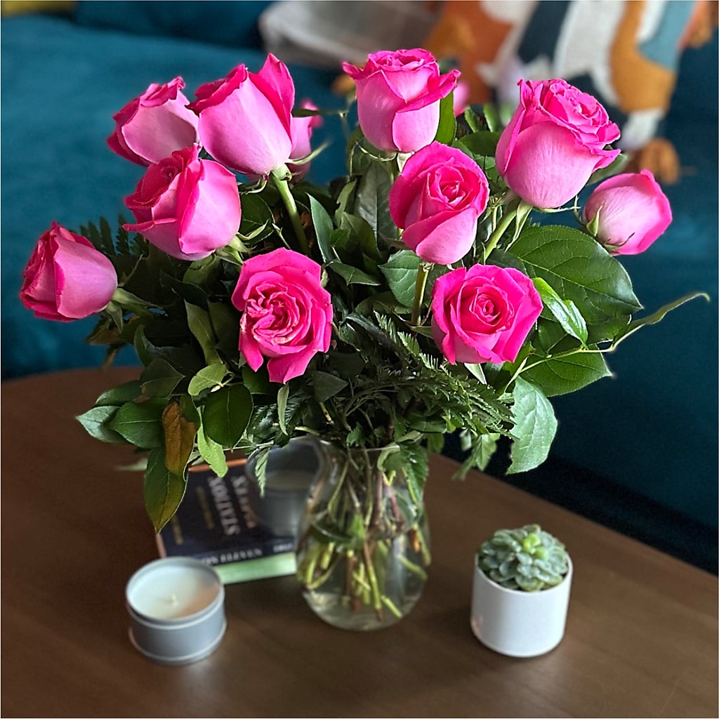Long Stem Pink Rose Bouquet – LOU GENTILE'S FLOWERS BASKET, Fresno CA