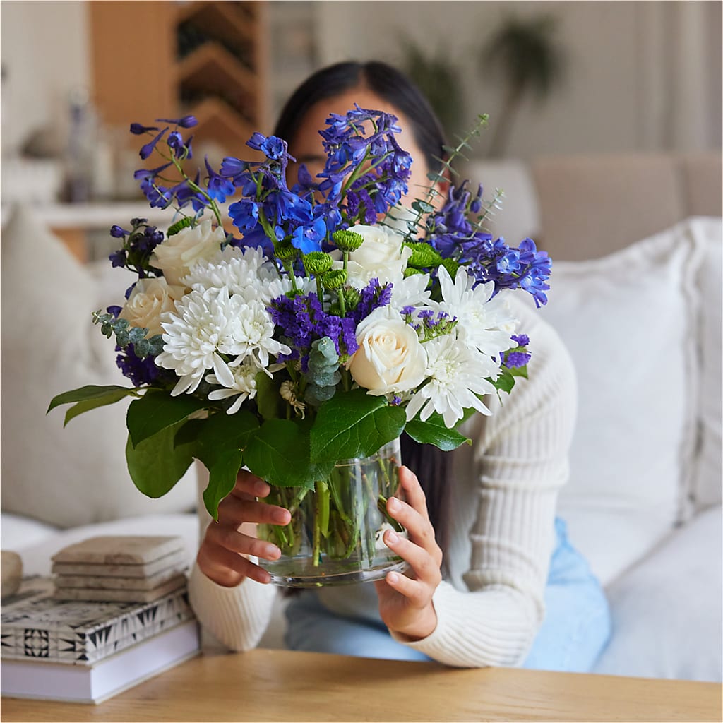 Cerulean Waves Bouquet – LOU GENTILE'S FLOWERS BASKET, Fresno CA