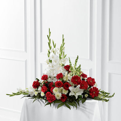 Crimson & White Arrangement – LOU GENTILE'S FLOWERS BASKET, Fresno CA