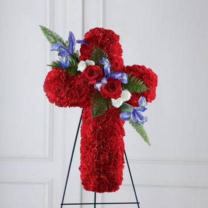 Faithful Hero Floral Cross – LOU GENTILE'S FLOWERS BASKET, Fresno CA