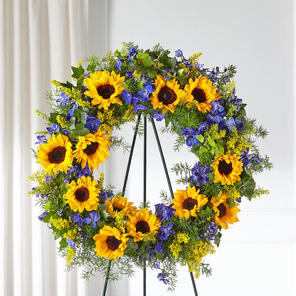 Bright Rays Wreath – LOU GENTILE'S FLOWERS BASKET, Fresno CA