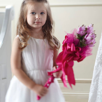 Sparkle Pink Flower Girl Bouquet – LOU GENTILE'S FLOWERS BASKET, Fresno CA